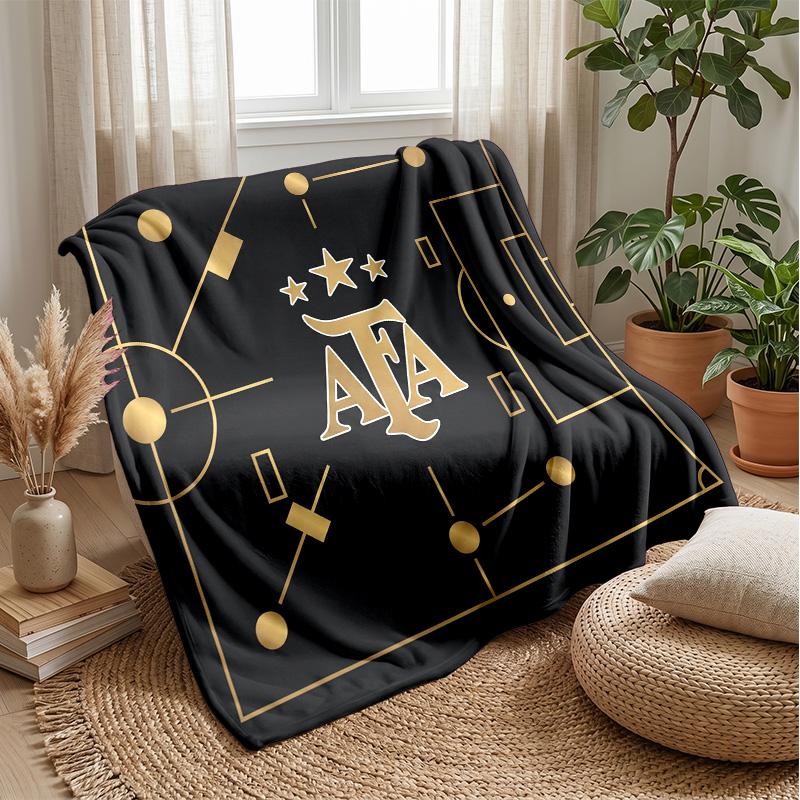 Argentina Football Printed Flannel Blanket Skin Friendly Warm Decorative Throw for Indoor Couch Bed Daily Use