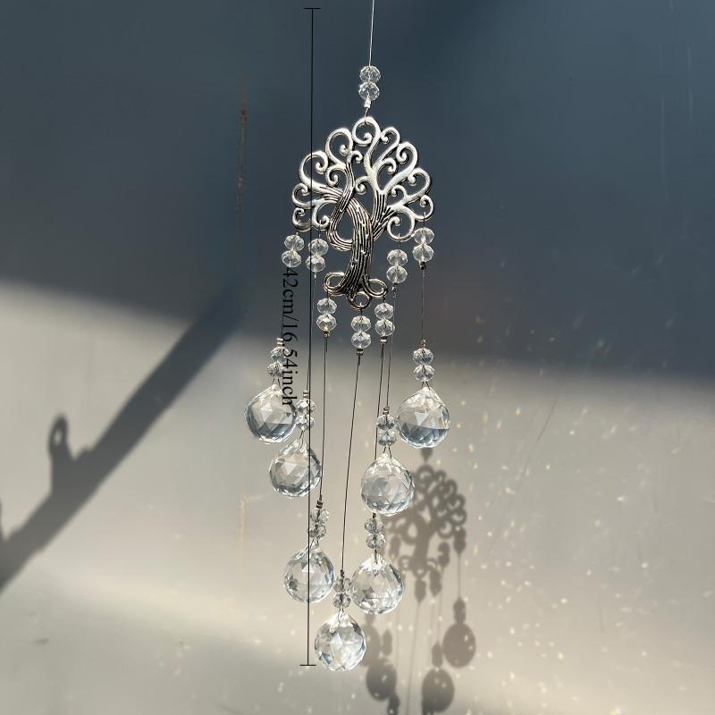 

1 шт. Кристальный ловец солнца в виде Древа Жизни, подвеска из сплава и стекла, колокольчик ветра для окна автомобиля, садовый декор, духовный подарок, подвесное украшение прозрачный