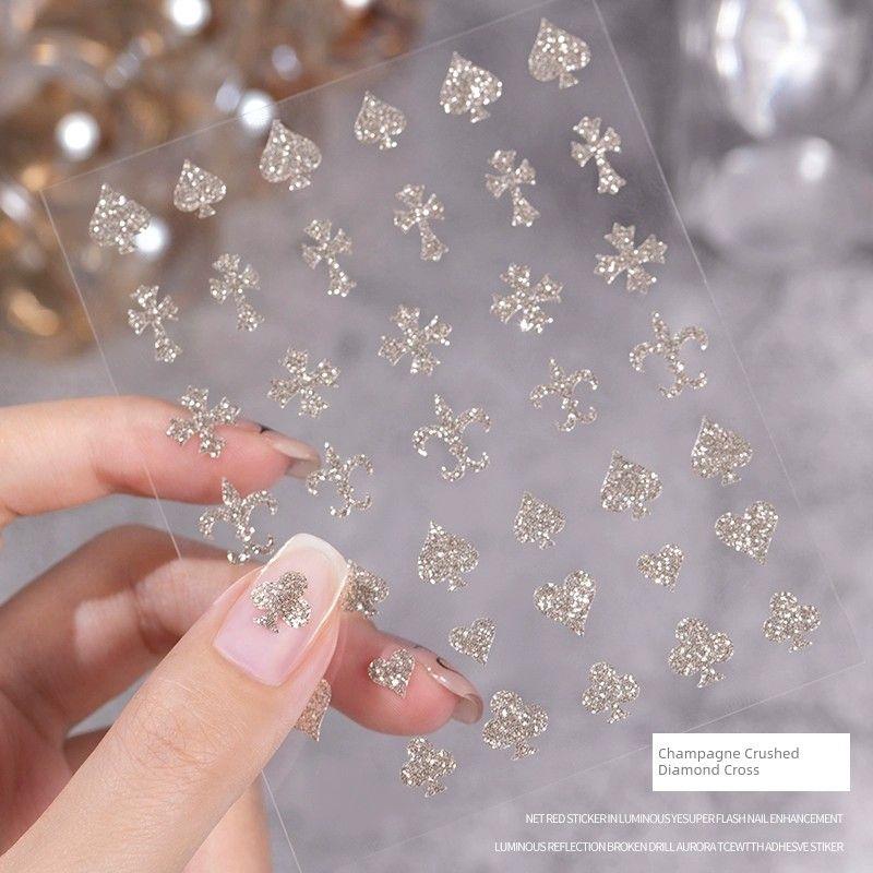 

Magic Color Super Flash Diamond в Дебри Снежинка Бабочка Наклейка для Ногтей Champagne Crushed Diamond Cross