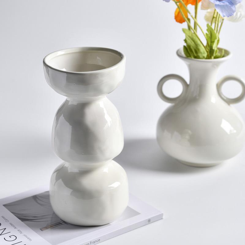Creative Nordic Ceramic Irregular Vases, Home Living Room Desktop Office Decorations, Modern Minimalist, Flower Arrangement, 1Pc