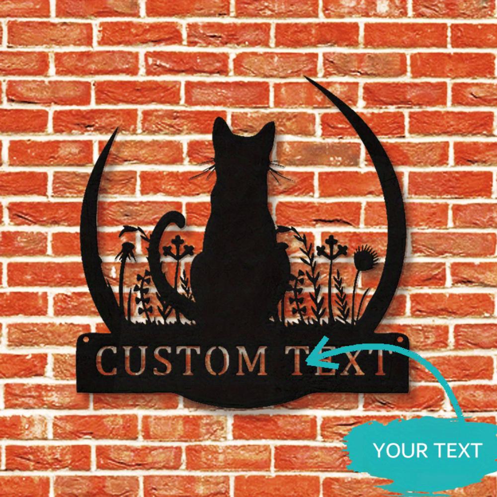 Unique Personalized Metal Sign Two Cats Flowers Moon Wedding New Year Valentine Christmas Mardi Gras