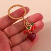 Pretty Enamel Love Heart Keychain Cherry Keyring for Women Men Car Key Holder Handbag Pendants Accessories DIY Jewelry Gift