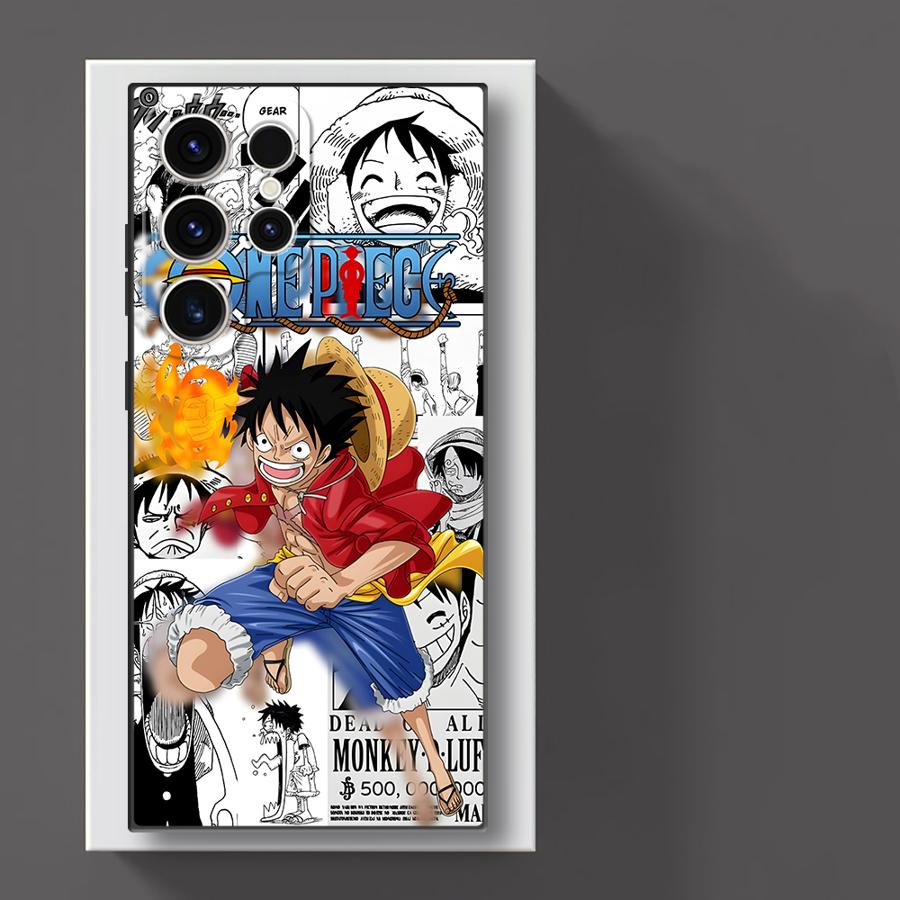 

One Piece Flame Ace Black Soft Phone Cover Case for Samsung Galaxy S20 S25 Edge S23 Ultra S21 FE S24 Plus Galaxy S23