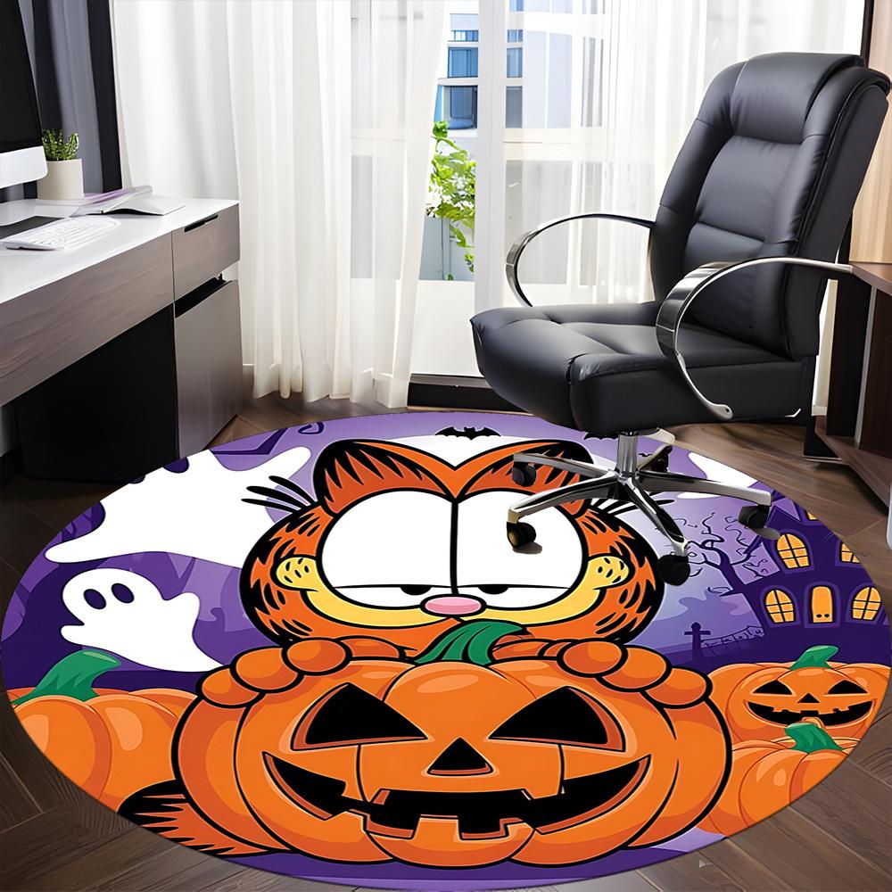 1 Stück Garfield Halloween Büro Runder Teppich, Unter Bürostühlen Schlafzimmer Wohnzimmer Heimdekoration a0926027