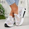 Fashion Women's Low-cut Shoes 2025 Spring and Summer Fashion Floral Pattern Mesh Breathable Comfortable Platform Sneakers Tenis De Mujer