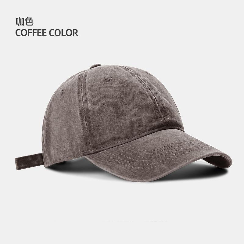 Washed baseball cap solid color trendy fashion casual men's and women's caps big head circumference versatile sun hat