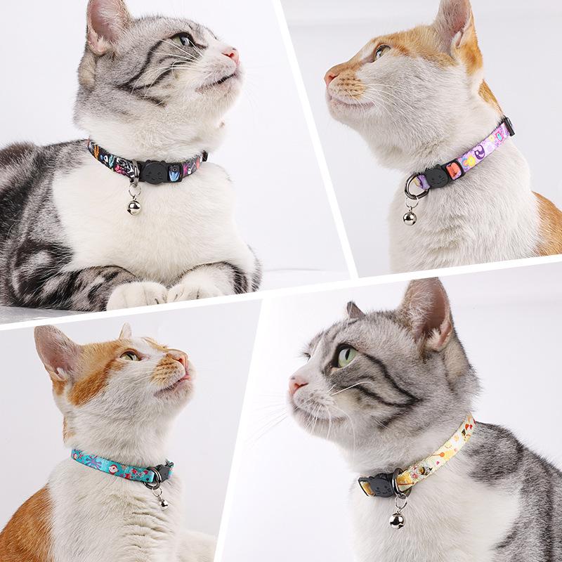 Cute Printed Bell Cat Collar 