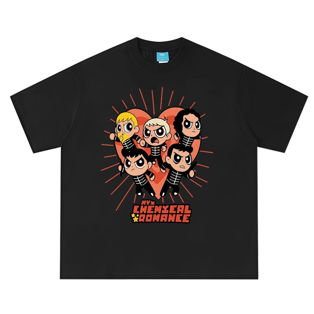 

Rock Band My Chemical Romance Cartoon Print T-shirt Men s Women Clothing Cotton Casual Oversized Short Sleeve Streetwear Y2K ... S
