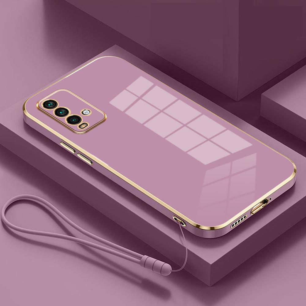 

Для Xiaomi Redmi Note 9 Чохол Розкішне Квадратне Покриття M2003J15SC, M2003J15SG Чохол для Телефону Ударостійка Силіконова Задня Кришка Fundas For Redmi Note 9&Case & Strap
