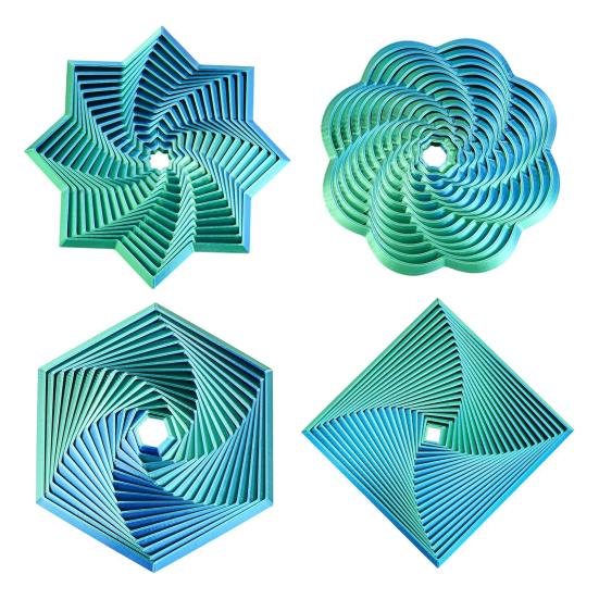 4Pcs 3D Printed Fractal Fidget Hexagon Stress Anxiety Relief Expanded Fidget Octangle Star Flower Square Sensory Toy Decompression Toy