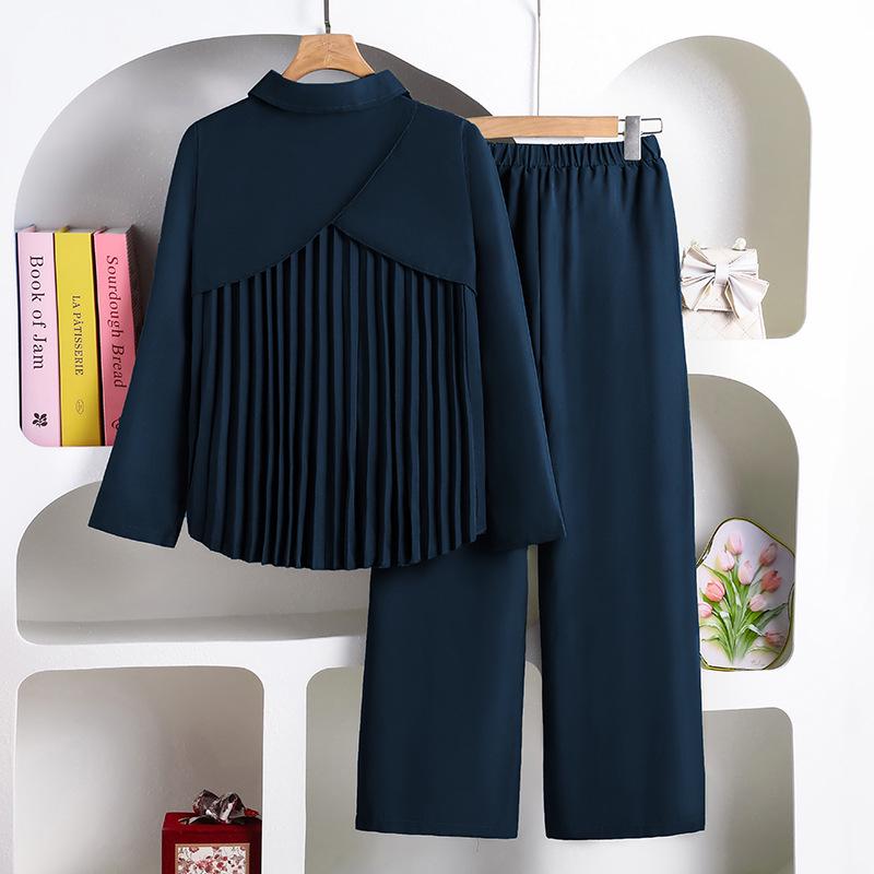 Rudens '25 Laisvalaikio Klostuotos Blūzės ir Plačių Kelnių Rinkinys Vaikams