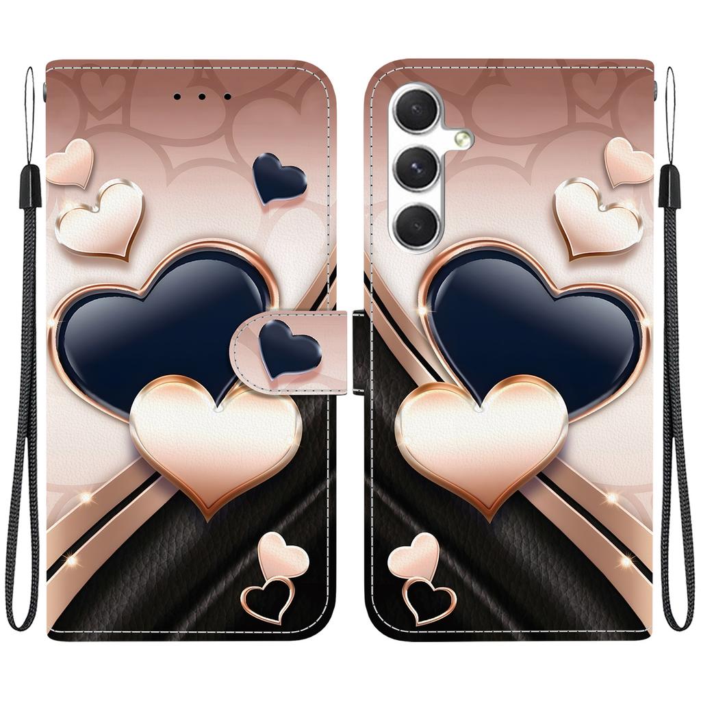 Handmade PU Leather Flip Case for Samsung Galaxy S25 (SM-S931B)- Anti-Slip Shockproof Cover with Wrist Strap & Heart/Rose Cat Designs