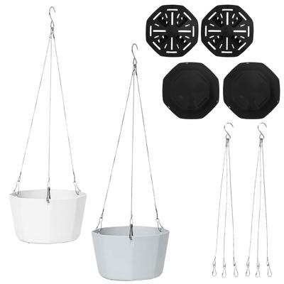 Sladký Plus Závěsný Květináč Závěsný Květináč Závěsný Koš Vnitřní Závěsný Drát Pokojová Rostlina Plastový (Bílá/šedá)