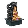 Golden Brown Polyresin Tabletop Lord Shiv 4 Step Indoor Water Fountain for Home Decor with LED,