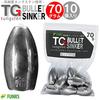 funks Tungsten Bullet Set of TG Sinkers, 10, Sinkers, 70g, 2-1/2oz