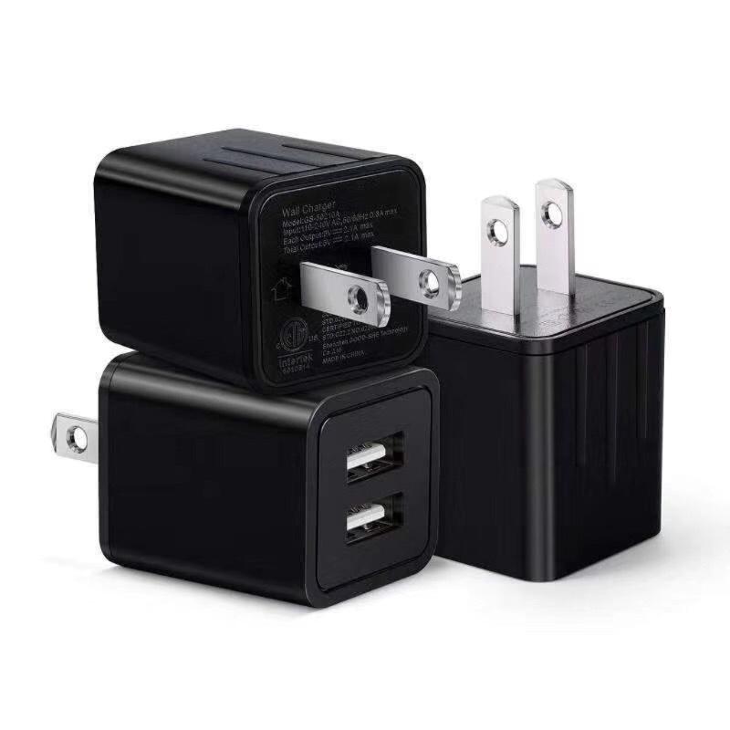 Minimalist Design Two USB Charger Portable Fast Charging Block for Use in Office, Home, or On the Go