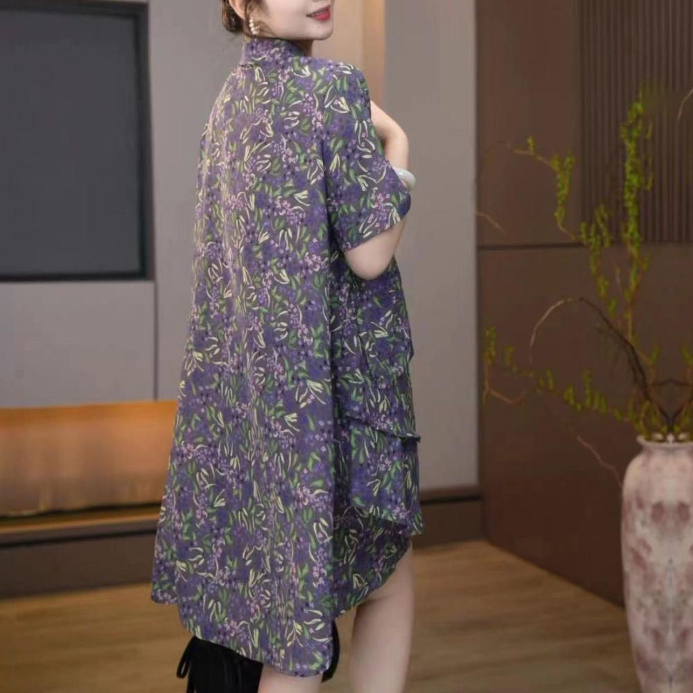 Women Casual Summer Loose Print Outfit Plus Size Fashion Trendy Top Shorts Two Piece Set