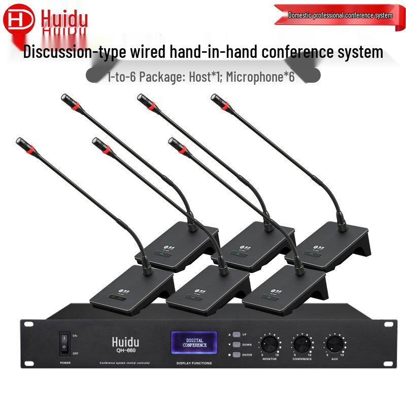 HuiDu QH-660 Wired Conference Desktop Microphone with Square Tube