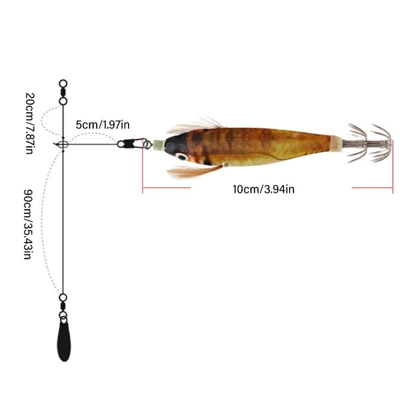 Luminously Squid Jigs Hook Fishing Lures Baits Hard Artificial Shrimp Baits with Hook Hard Night Fishing Baits Enduring