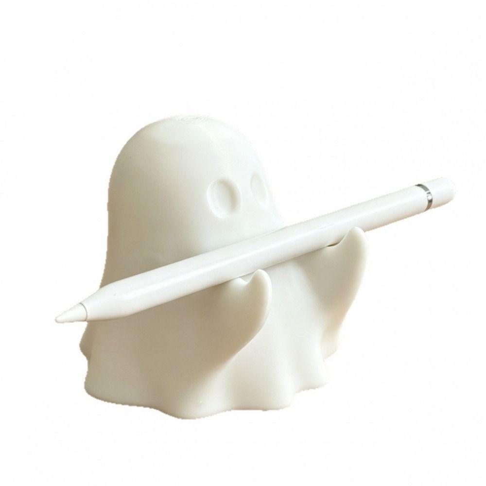 3D Printed Ghost Pen Holder Cute Funny Mini Ghost Statue Creative Decorative Halloween Table Ornament Stationery Display