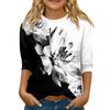 Children's 3/4 Sleeve Tops Casual  Print T Shirt Round Neck Pullover Blouse