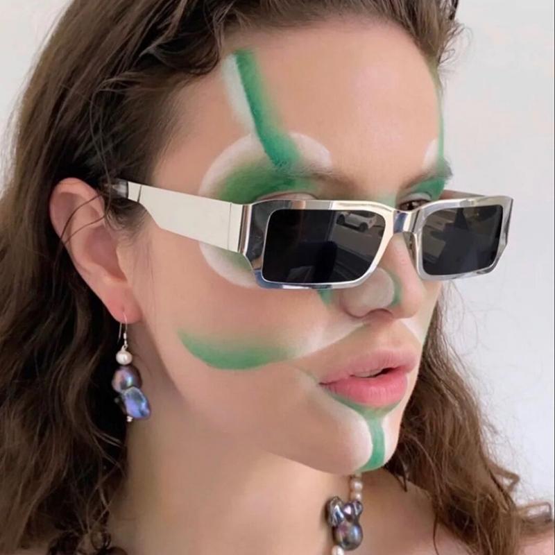 Metallic Square Ladies Fashion Sunglasses Hip Hop Personality Trend Cool Suitable for Street Party Accessories