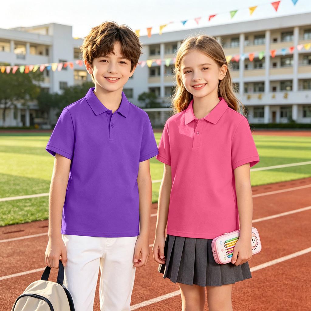 Kids Quick Dry Shirt with Collar, Short Sleeve Sports T-Shirt for Boys and Girls