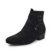 2026 New Men's shoes Black fashi belt buckle Boots Casual waterproof leather boots male pointed comfortable footwear Botas
