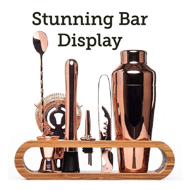 Sada koktejlových barů Mixology Bartender Kit: 10dílná sada tyčového nářadí se stylovým bambusovým stojanem