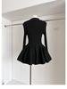 Thousand Gold Slimming V-neck Knit Dress: Autumn/Winter Elegant Date Outfit