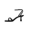 2025 designer women's new fashion letter high heels black super high heels stilettos lace-up sandals for women