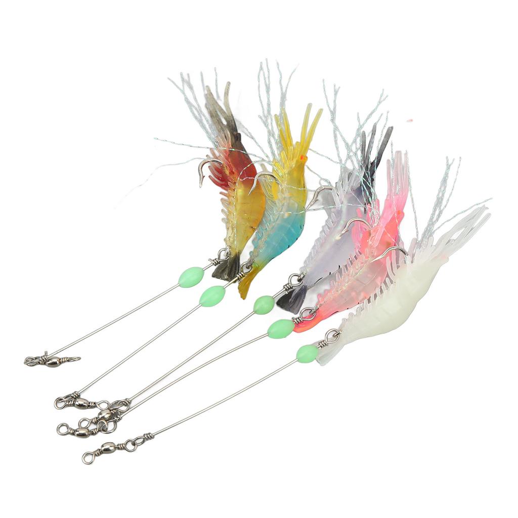 10Pcs Shrimp Bait Set Soft Fishing Lures Tackle with Luminous Hooks for Freshwater Saltwater