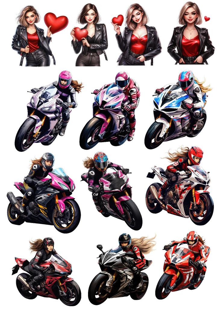 1 Set Cool and Handsome Leather Couple Motorcycle Driver 2 Stickers Photo Albums Planner Journal Scrapbooking Stationary