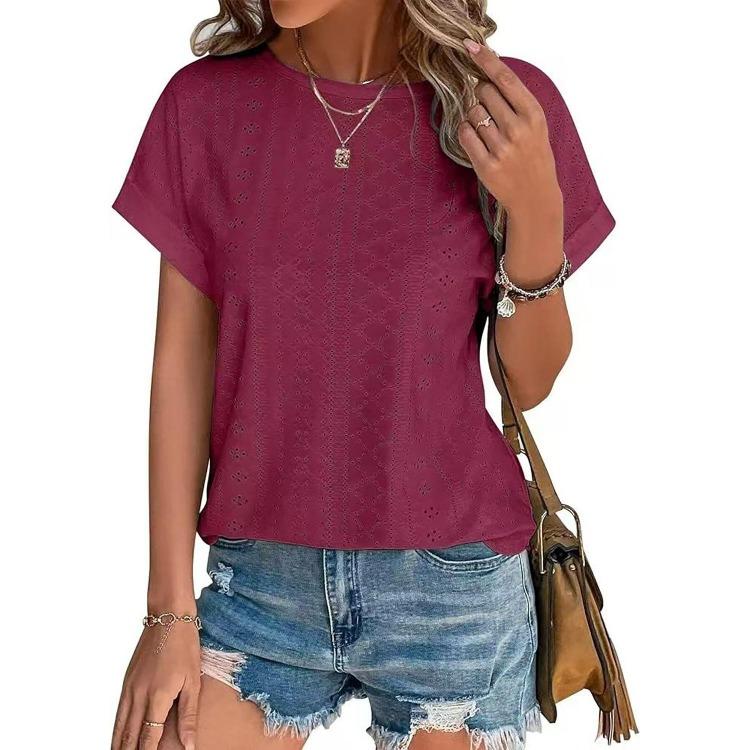 Loose Short Sleeve Solid Color Round Neck Tshirt for Spring Summer