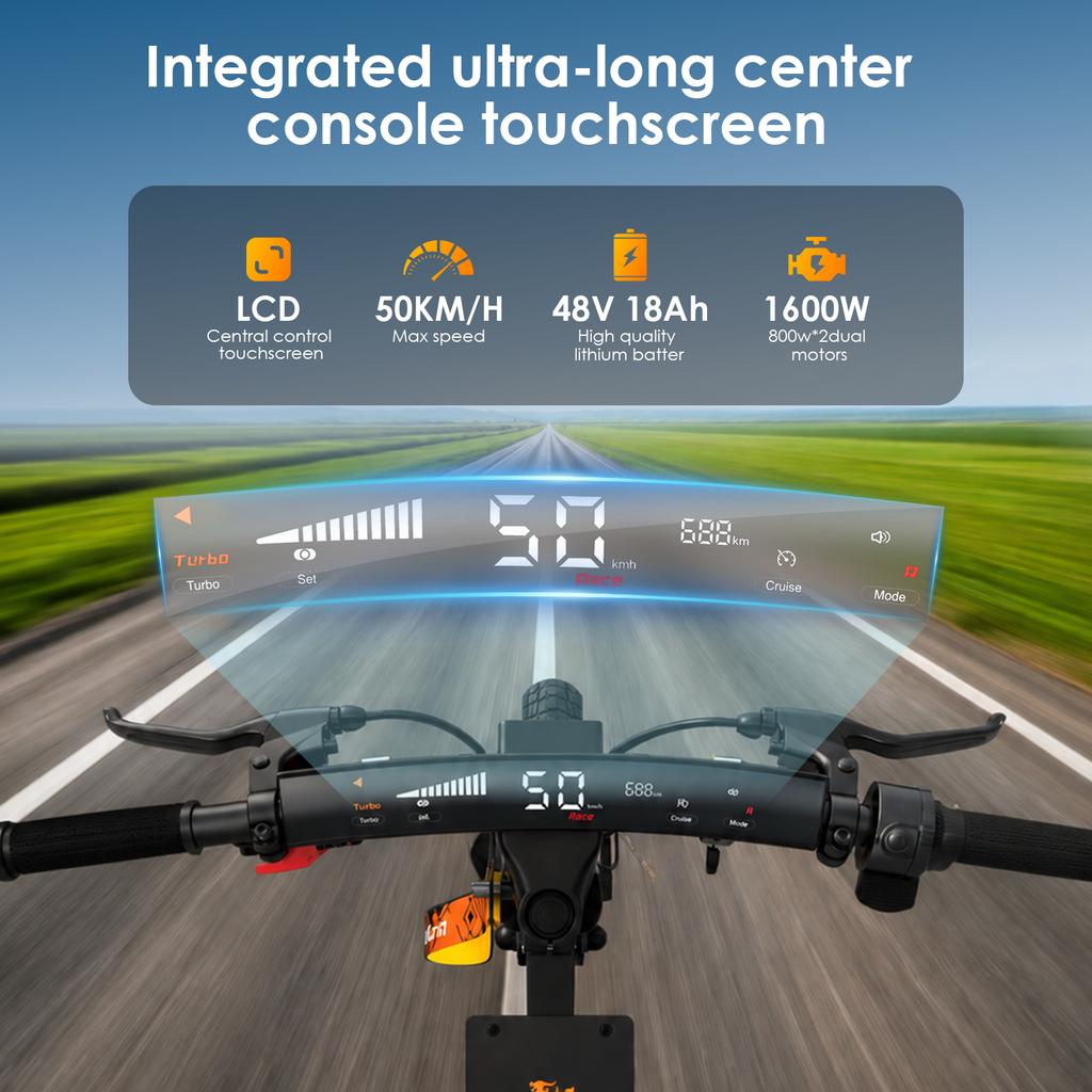 KuKirin G2 Ultra Adult Electric Scooter Dual Motors, 48V18Ah Battery Range 55km & Touch Screen Thru with Bluetooth Speakers, Flagship Off-Road Scooter