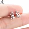 Cute Ballet Earings Women Jewelry Minimalist Puzzle Dinosaur Map Wave Cat Stainless Steel Stud Earrings Girls Pendientes