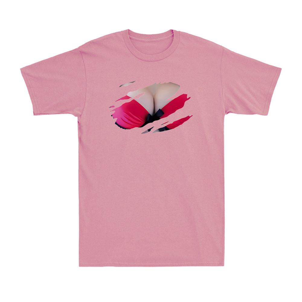Boobs Slashed Shirt Funny Rude Adult Sarcastic Design Joke Gift Unisex T-Shirt XXXXL