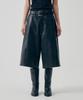 Teulimingbeodeu Distressed Leather Set-Up Shorts [ Black ]