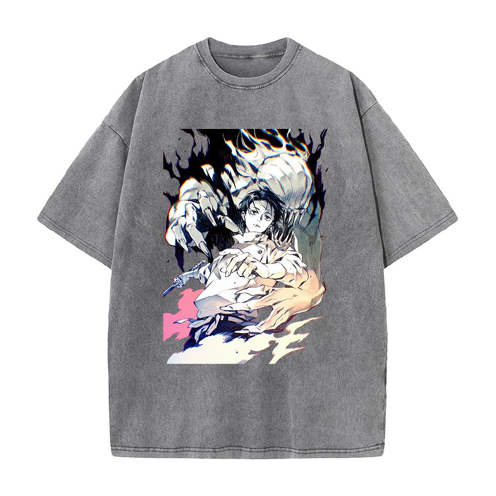 Okkotsu Yuta Orimoto Rika Printed Tee Anime Jujutsu Kaisen Tshirt Men Women Retro Washed T-shirts Harajuku Casual Cotton T Shirt