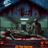 2D door banner 1 large horror hospital garage door banner - abandoned morgue scene with zombieszyc