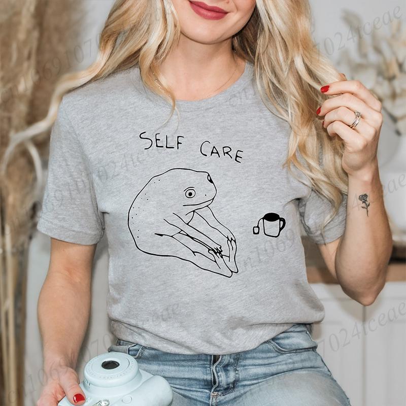 Funny Frog Self Care T-Shirt Retro T-Shirt Birthday Gift for Her Fashion Clothing Cottagecore Frog T-Shirt Positive Vibe Tees