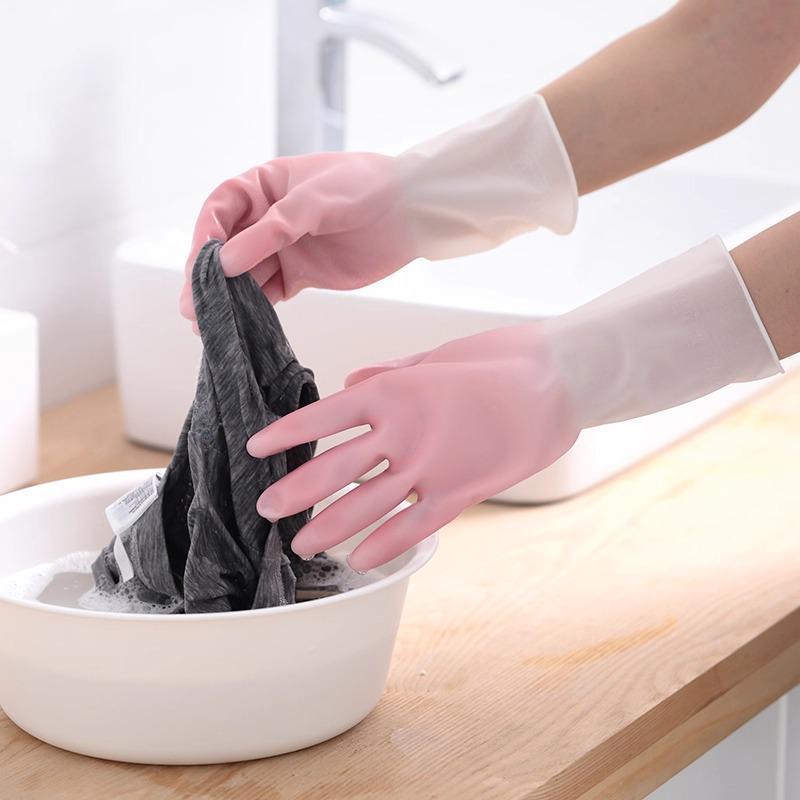 Durable Non-Slip Rubber Dishwashing Gloves for Kitchen, Laundry, and Household Chores