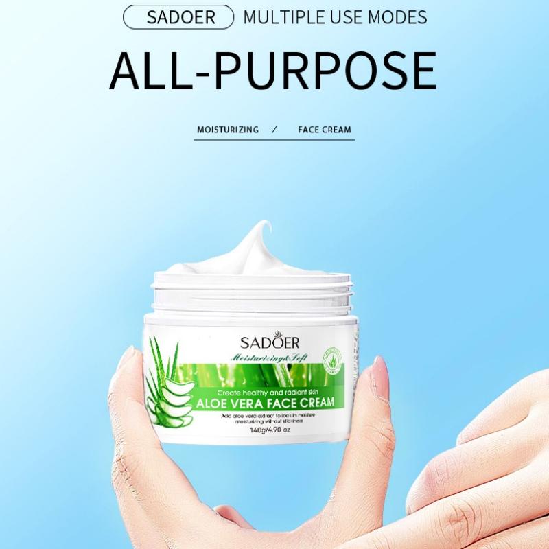 140g Hydratační krém s aloe vera, bohatý na glycerin, extrakt z aloe vera a další složky pro péči o pleť, osvěžující a voňavý