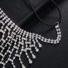 European and American Fashion Rhinestone Mask Female, Sexy Exaggerated Grid Hollow Tassel Decoration