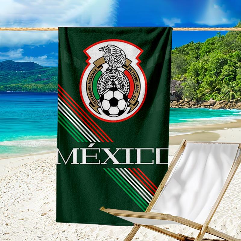 Mexico Football Team Emblem Printed Beach Towel, Super Soft Microfiber, Perfect Gift Birthday, for Pool, Beach, Travel, for Family and Friends