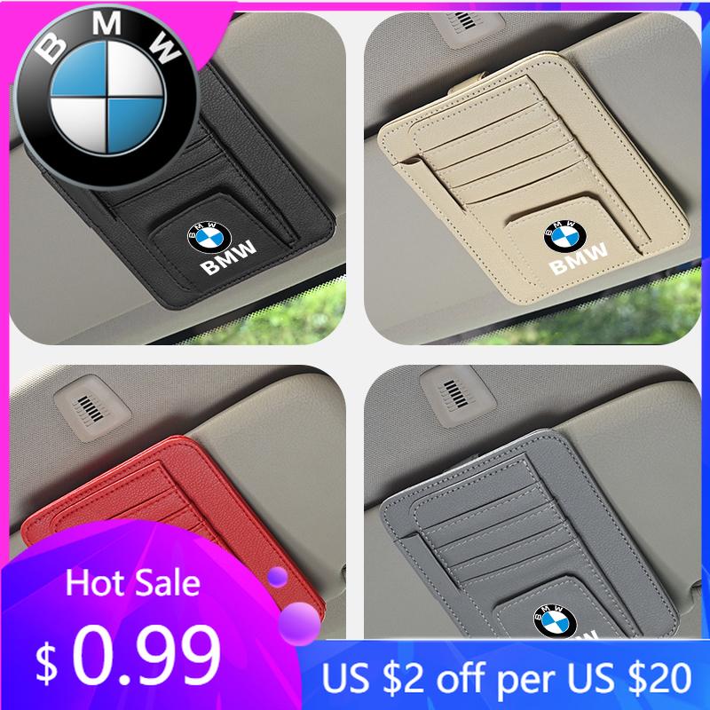 BWX1 2026 Car Sticker Car Sun Visor Glasses Clip Storage Holder Card Bag For BMW G30 G20 F30 F10 F40 E92 E91 G05 G06 G07 G11 G01 G02