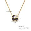XIXI Waterproof 18K Gold Plated Four Leaf Clover Flower Zircon Pendant Women Stainless Steel Fashion Jewelry Necklaces