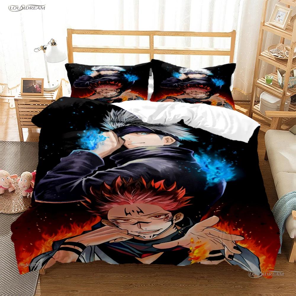 Cartoon Anime Jujutsu Kaisen Duvet Cover Comforter Bedding set Soft Quilt Cover and Pillowcas for Teens Single/Double/Queen/King