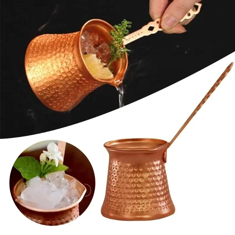 Turkish Coffee Pot Hand Hammered Copper Drip Coffee Maker Milk Thermos Cup Mocha Pot Brass Handle Coffee Accessories