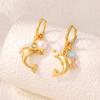 Beach Wind Titanium Steel Earrings for Women - Luxurious High-End Style - Dolphin and Star Pendant Earrings - Ocean Earrings